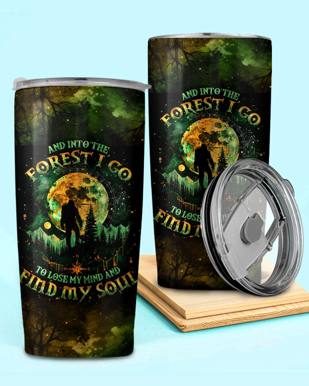 BLISSCORNERS AND INTO THE FOREST I GO BIGFOOT TUMBLER