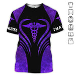 Blisscorners 3D All Over Print Purple Glitter Nurse Shirt, I'm a Nurse T-Shirt, Perfect Gift Nurse Clothing