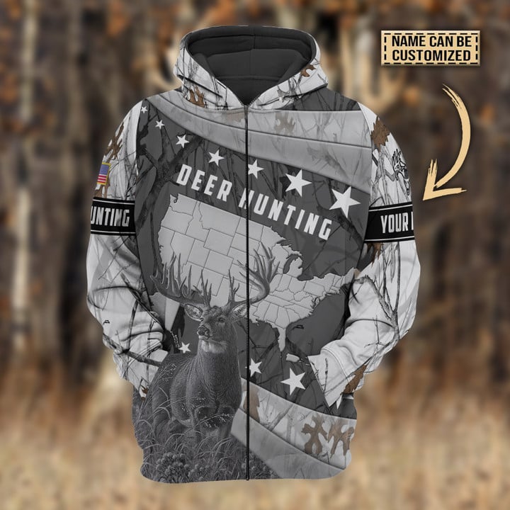 Blisscorners Personalized Name Premium Deer Hunting Hoodie & Zip Hoodie Multicolor