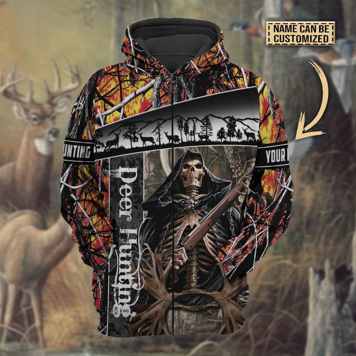 Blisscorners Personalized Name The Death Deer Hunting Hoodie & Zip Hoodie Multicolor