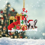 Blisscorners RED POODLE MERRY CHRISTMAS HANGING ORNAMENT