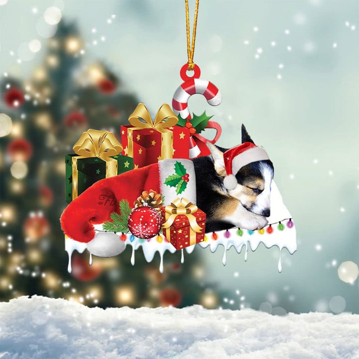 Blisscorners SHELTIE MERRY CHRISTMAS HANGING ORNAMENT