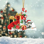 Blisscorners POODLE(WHITE) MERRY CHRISTMAS HANGING ORNAMENT