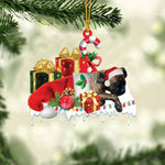 Blisscorners BLACK AND WHITE SHIH TZU MERRY CHRISTMAS HANGING ORNAMENT