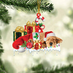 Blisscorners POMERANIAN 2 MERRY CHRISTMAS HANGING ORNAMENT