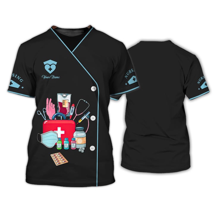 Blisscorners Custom Nurse Uniform Nursing Tools 3D Shirts Nurse Tshirt, Heart Nurse 3D Shirt