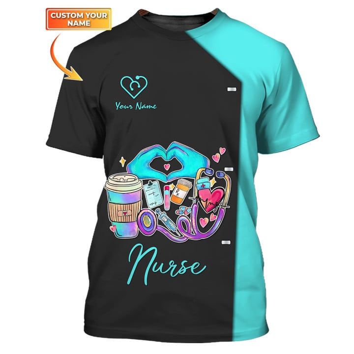 Blisscorners Blue Nurse Personalized 3D Shirt Nursing Tools T-shirt Custom Nurse Life Tshirt