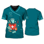 Blisscorners 3D All Over Printed Nursing Uniform Medical Scrubs Clothing Custom Nurse Tshirt