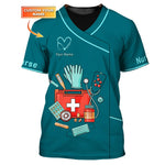Blisscorners 3D All Over Printed Nursing Uniform Medical Scrubs Clothing Custom Nurse Tshirt