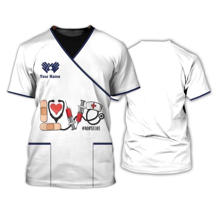 Blisscorners Love Nurselife Tshirt Medical Scrubs Clothing Custom Nurse Tshirt White