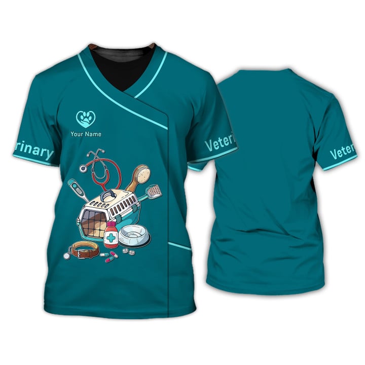 Blisscorners Pet Veterinarian Tool Uniform Personalized Name Veterinary 3D T-Shirt