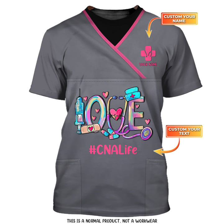 Blisscorners 3D All Over Print Pink Custom Nurse Uniform Nursing Tools 3D Shirts Nurse Tshirt