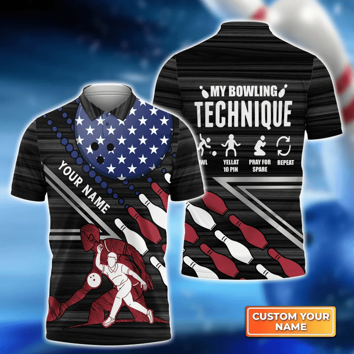 Blisscorners My Bowling Technique Customized Name 3D Shirt