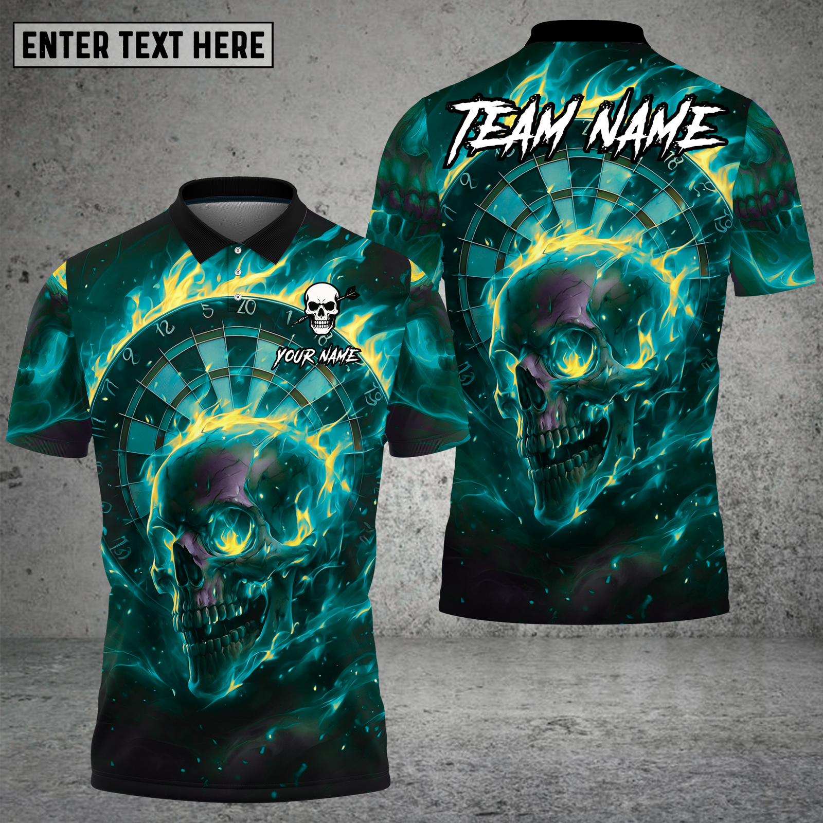 Blisscorners Skull Dart Shirt Purple Lightning Flame Skull Multioptions Personalized Name, Team Name Unisex 3D Shirt (4 Colors)