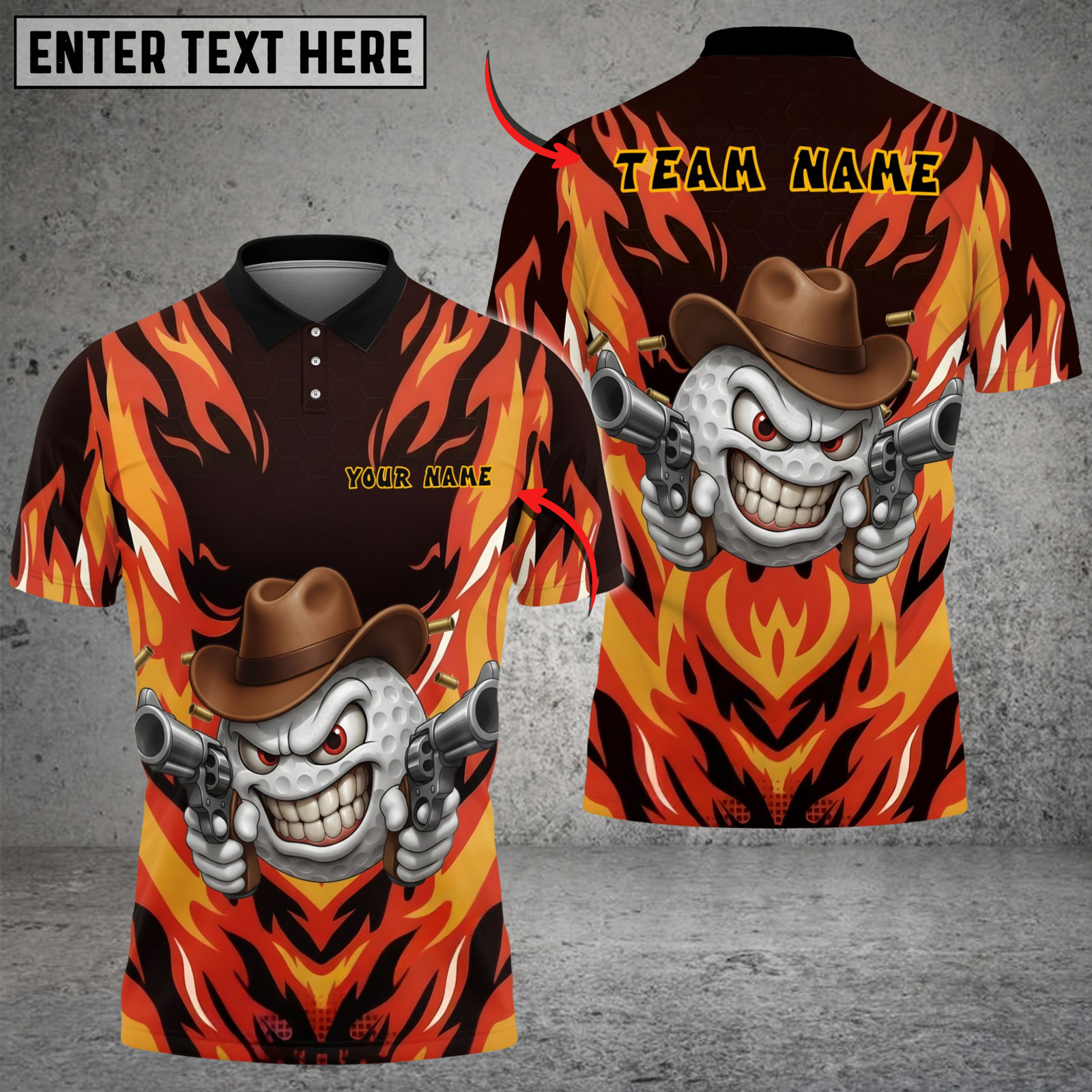Blisscorners Savage Cowboy Golf Polo Shirt, Customized Name & Team Name 3D Shirts (4 Colors)