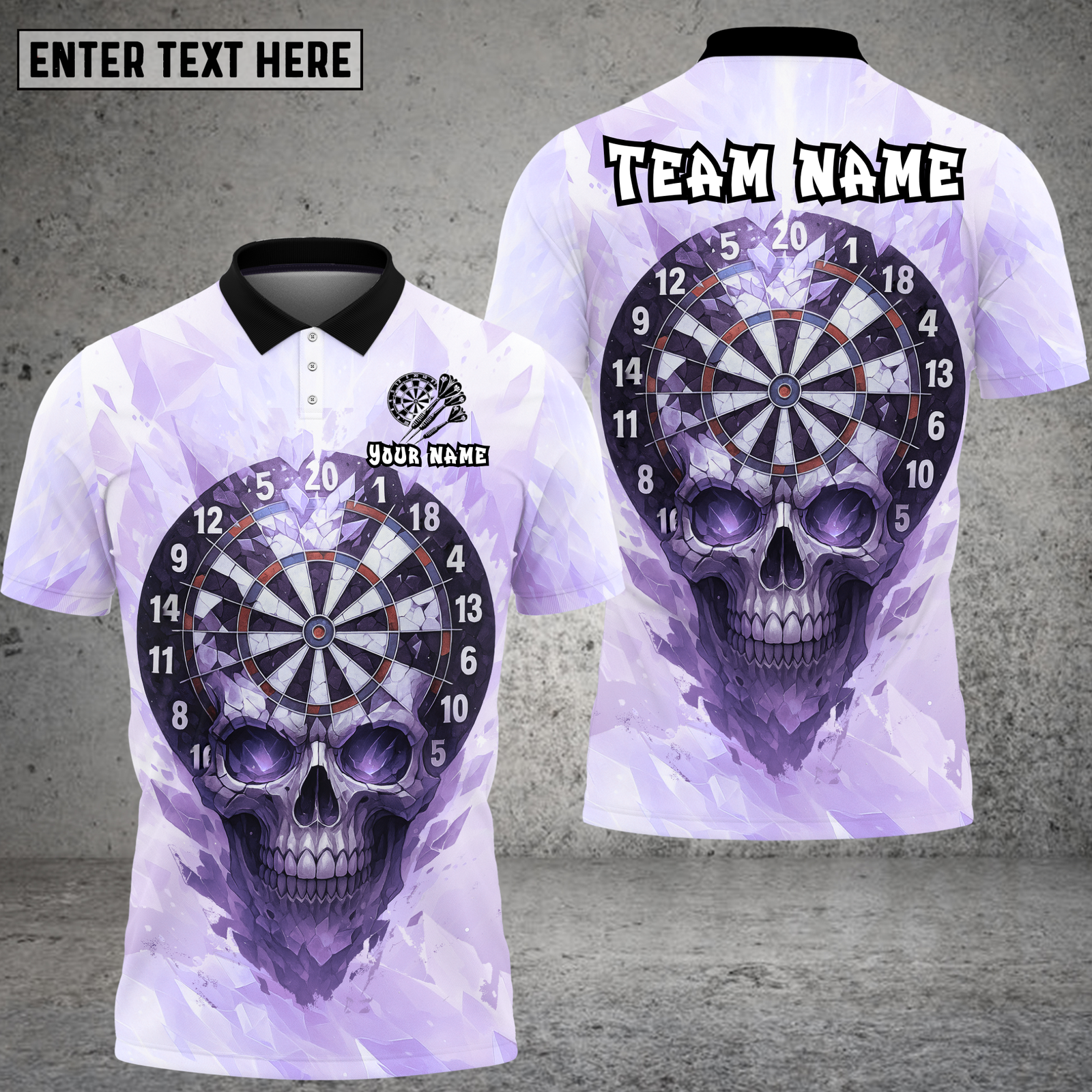 Blisscorners Skull Dart Shirt Blue Ice Crystal Skull Multioptions Personalized Name, Team Name Unisex 3D Shirt (4 Colors)
