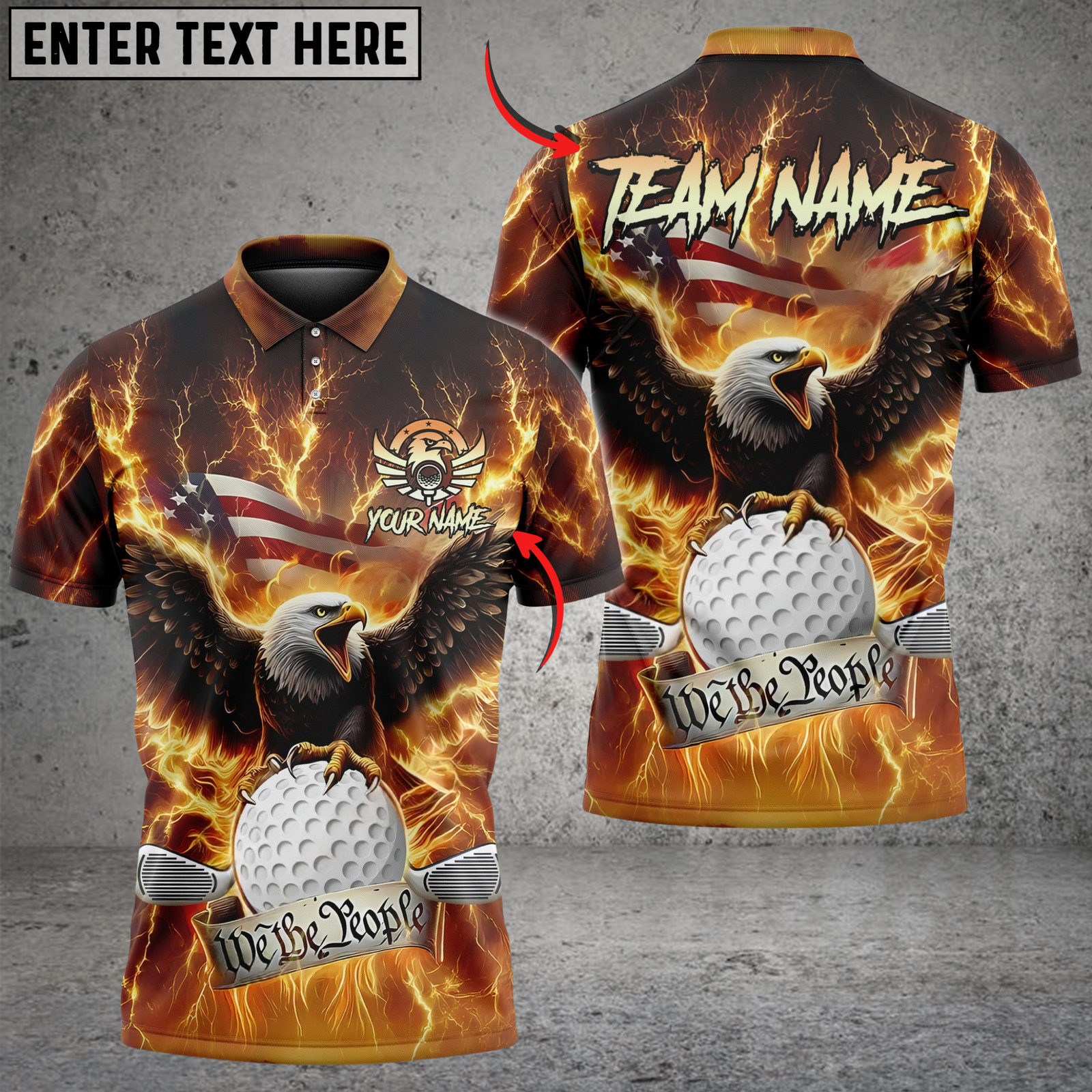 Blisscorners Golf Patriotic Eagle Multicolor Customized Name, Team Name 3D Shirts