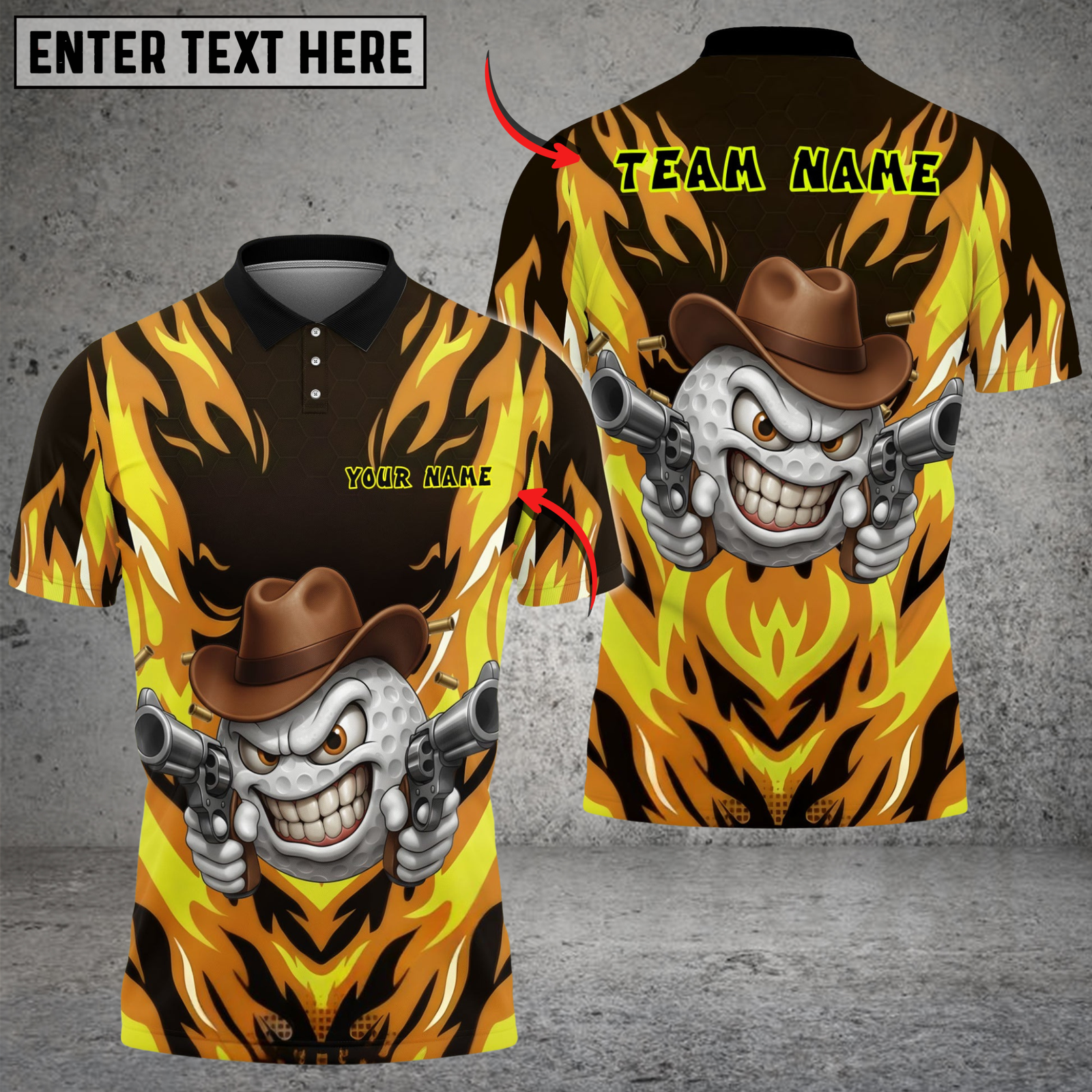Blisscorners Savage Cowboy Golf Polo Shirt, Customized Name & Team Name 3D Shirts (4 Colors)