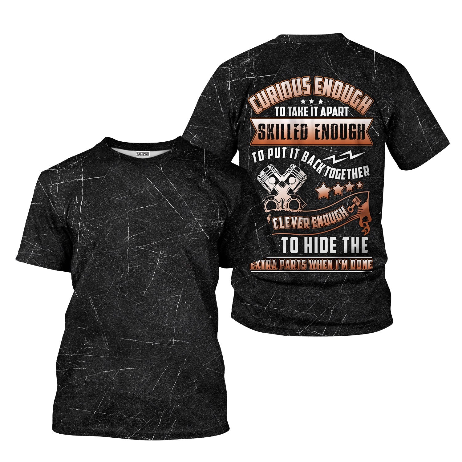 Blisscorners Funny Mechanic T Shirt Curious Enough Skilled Enough Clever Enough Auto Repair Garage Workwear Tee Car Repair Piston Wrench Shirt Gift For Men Dad