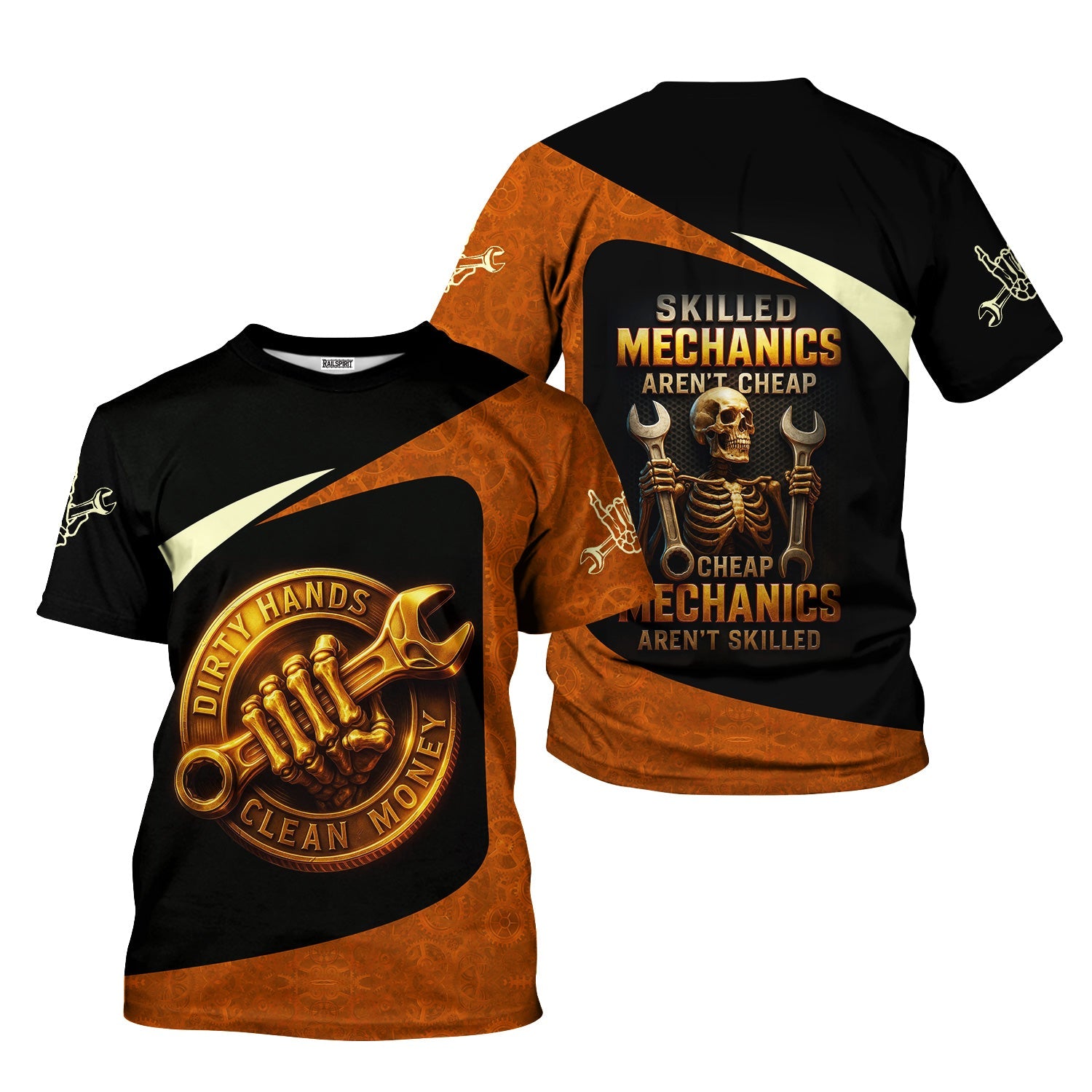 Blisscorners Personalized T-Shirt Skill Mechanics Hand Clean Money Shirt For Mechanics