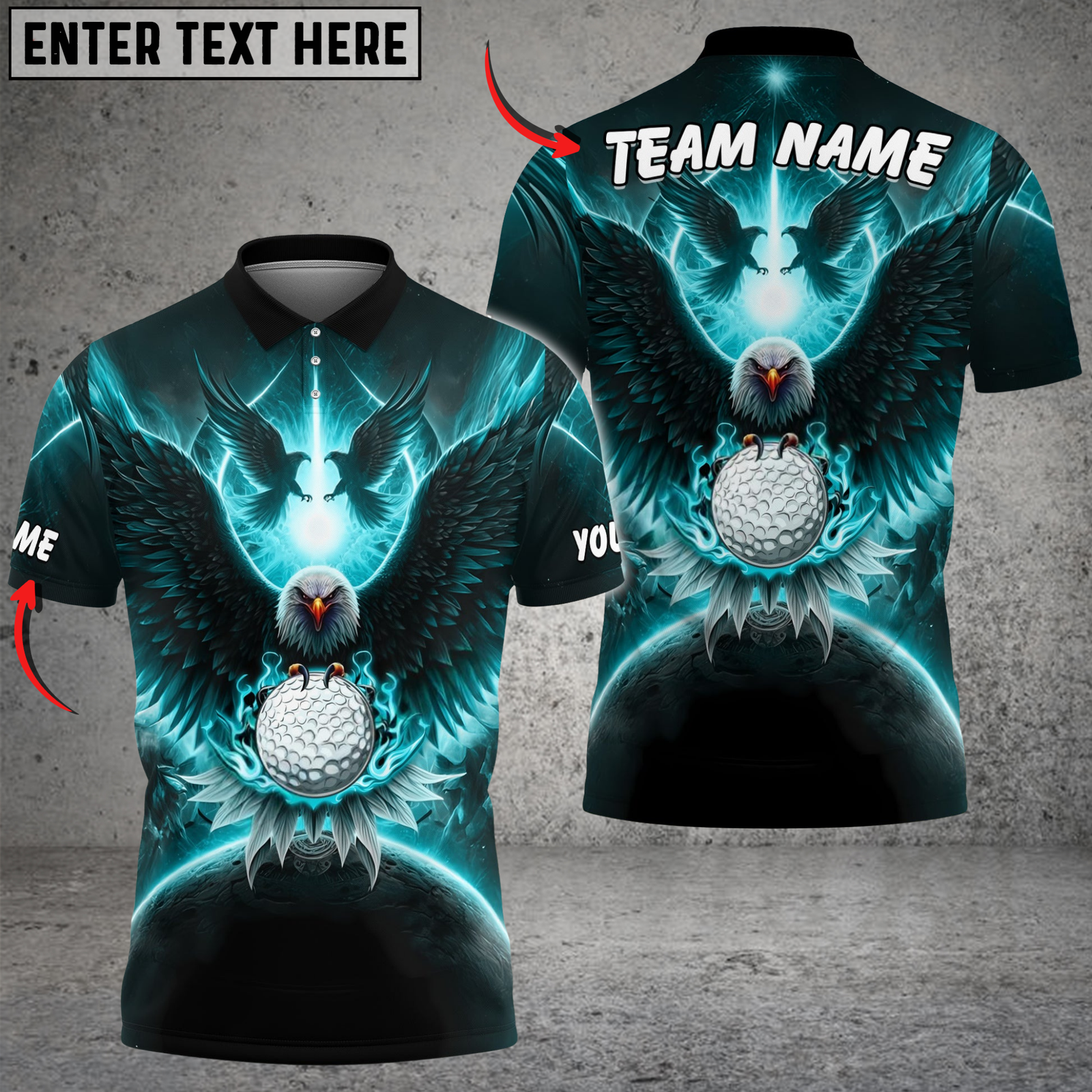 Blisscorners Golf Eagle Glow Multicolor Customized Name, Team Name 3D Shirts