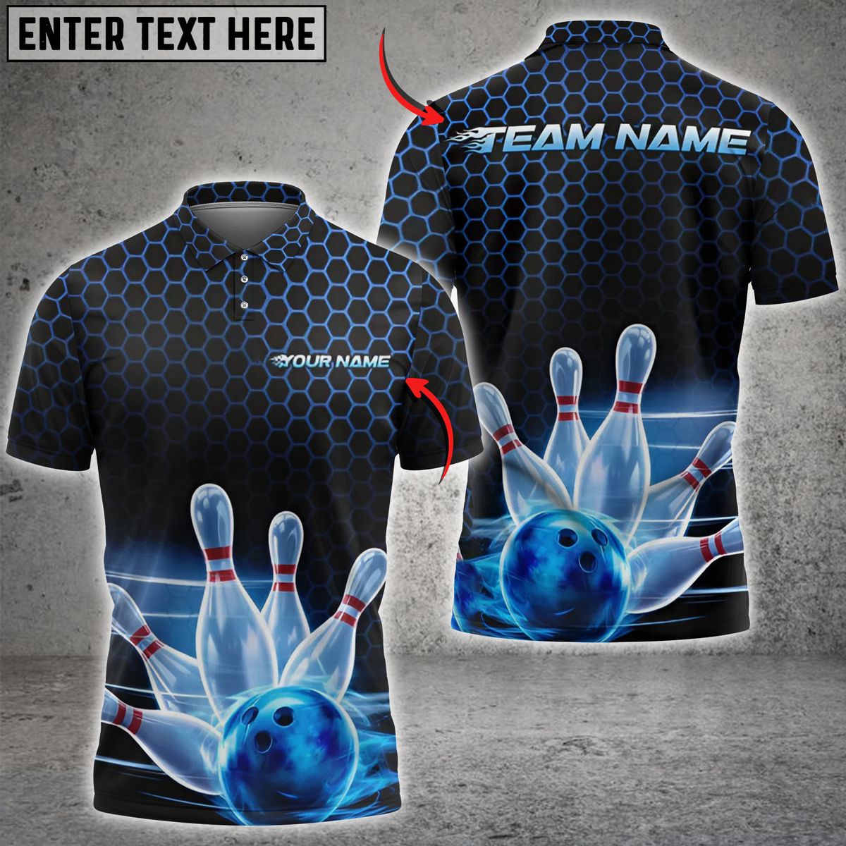 Blisscorners Bowling Impact Multicolor Customized Name, Team Name 3D Shirts
