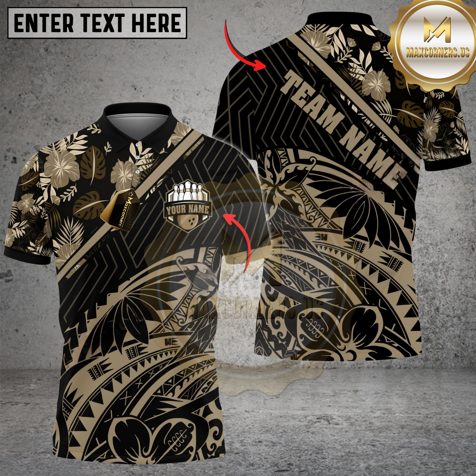 Blisscorners Bowling And Pins Polynesian Pattern Multicolor Customized Name, Team Name 3D Shirts