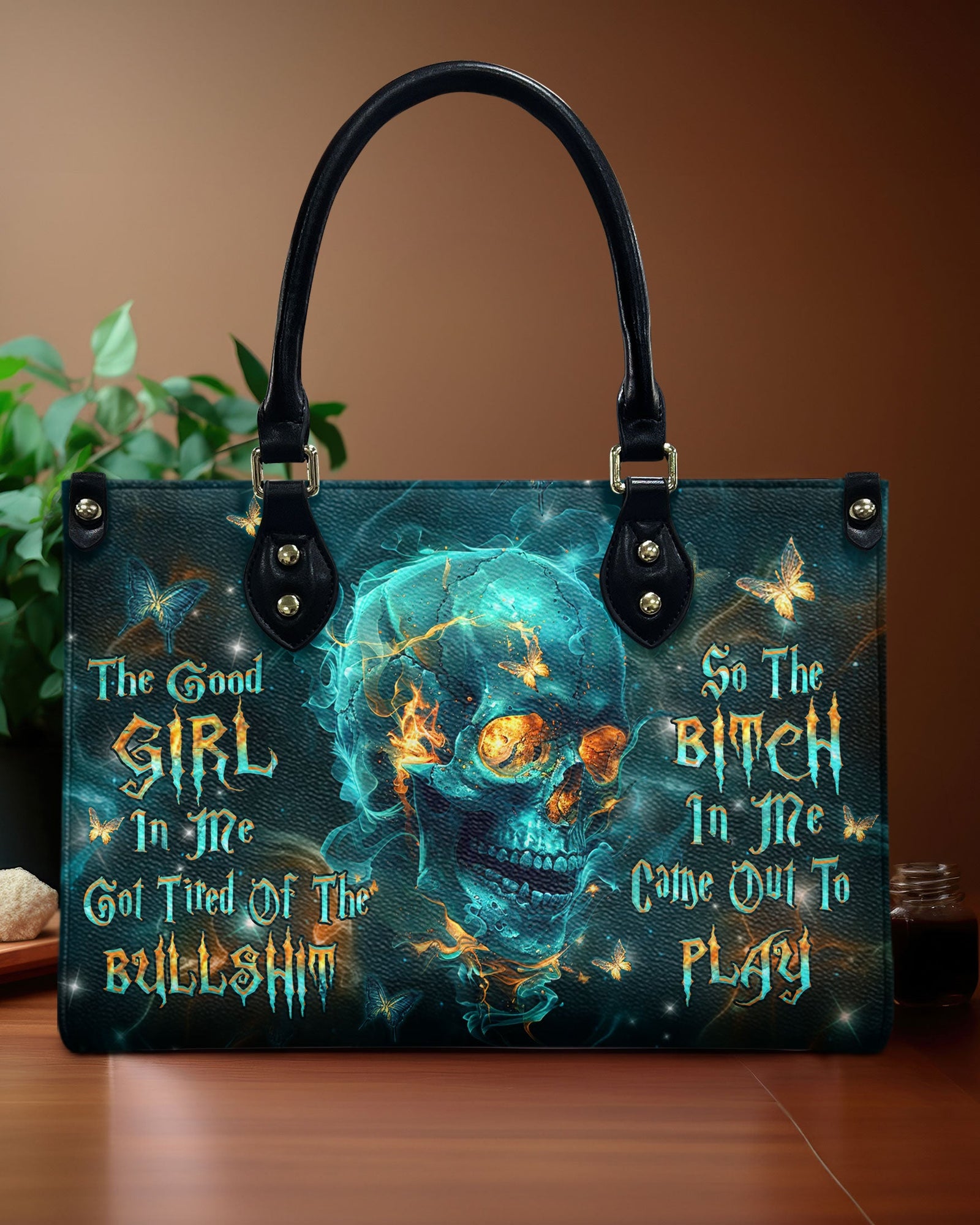BLISSCORNERS THE GOOD GIRL IN ME GOT TIRED LEATHER HANDBAG