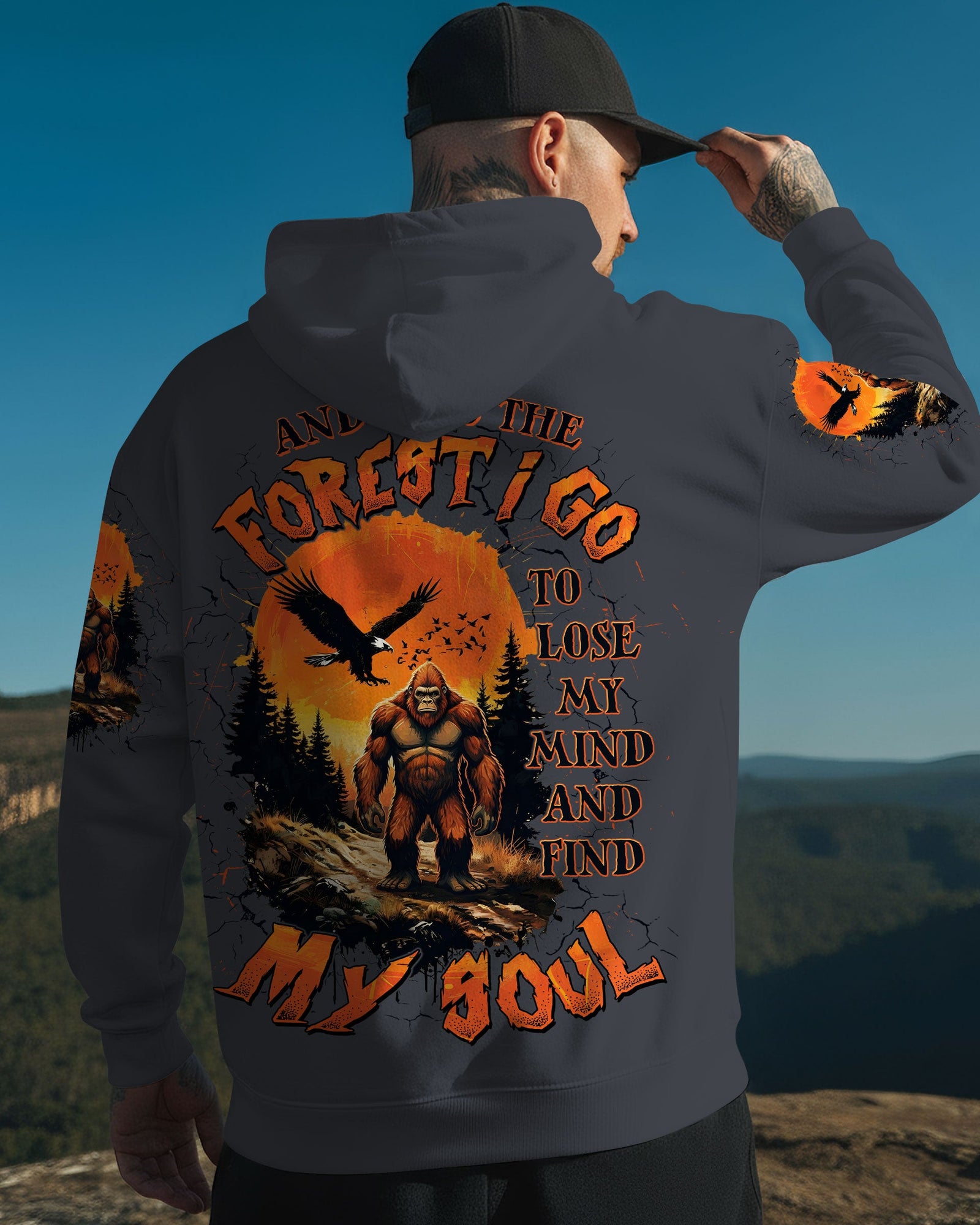 BLISSCORNERS AND INTO THE FOREST I GO BIGFOOT ALL OVER PRINT