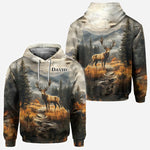 Blisscorners Any Name Beautiful Deer, Personalized Hunting All Over Shirt, Personalized 3D Hoodie For Hunting Lover