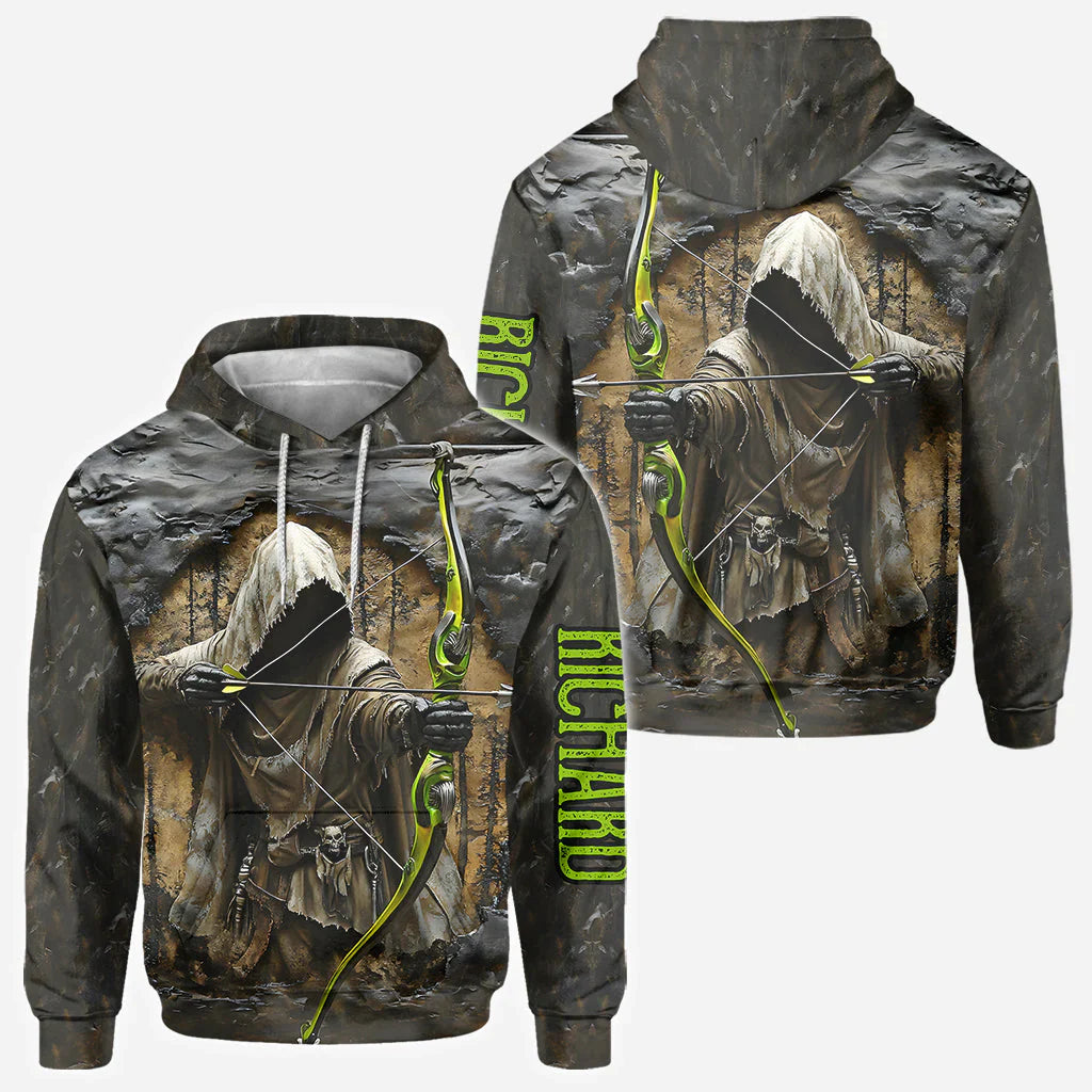 Blisscorners Bow Reaper, Personalized Hunting All Over Shirt, Personalized 3D Hoodie For Hunting Lover