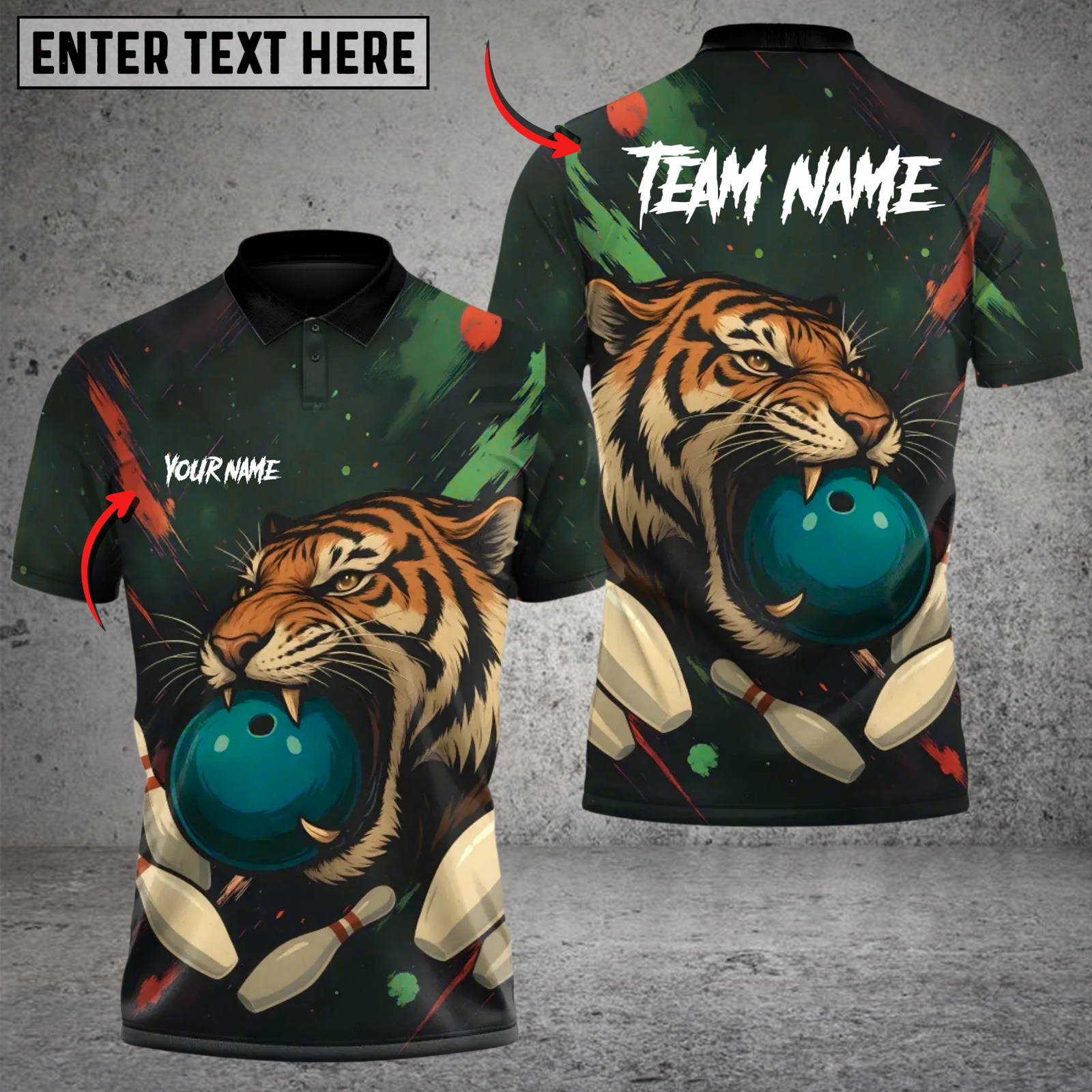 Blisscorners Bowling Tiger Ball Multicolor Customized Name, Team Name 3D Shirts