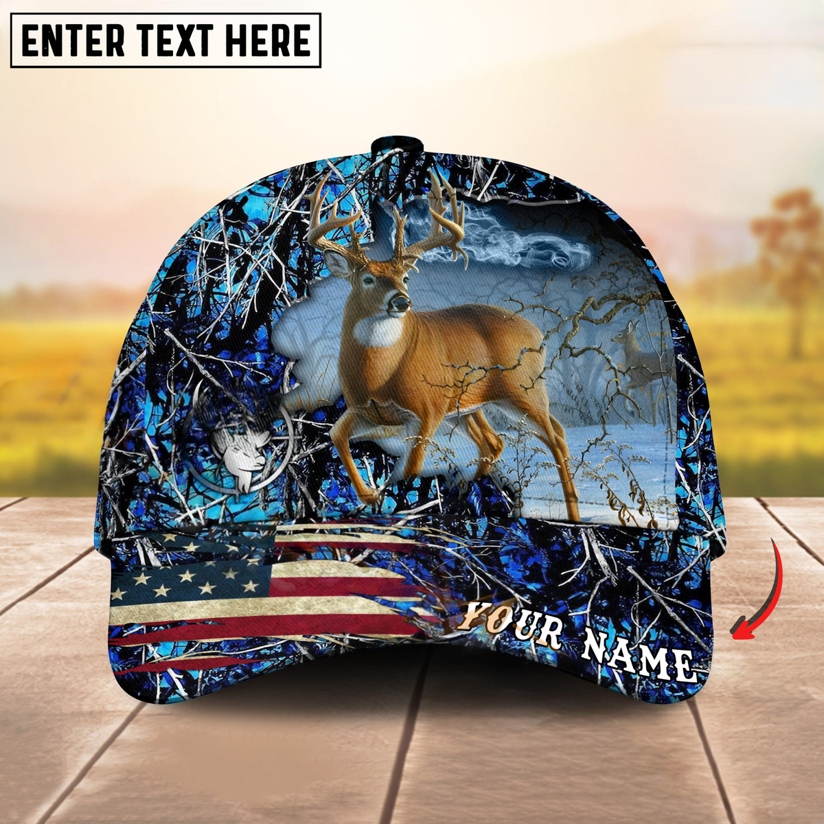 Blisscorners Cross America Hunting Deer Crack Camo Pattern Multicolor Option Personalized Cap