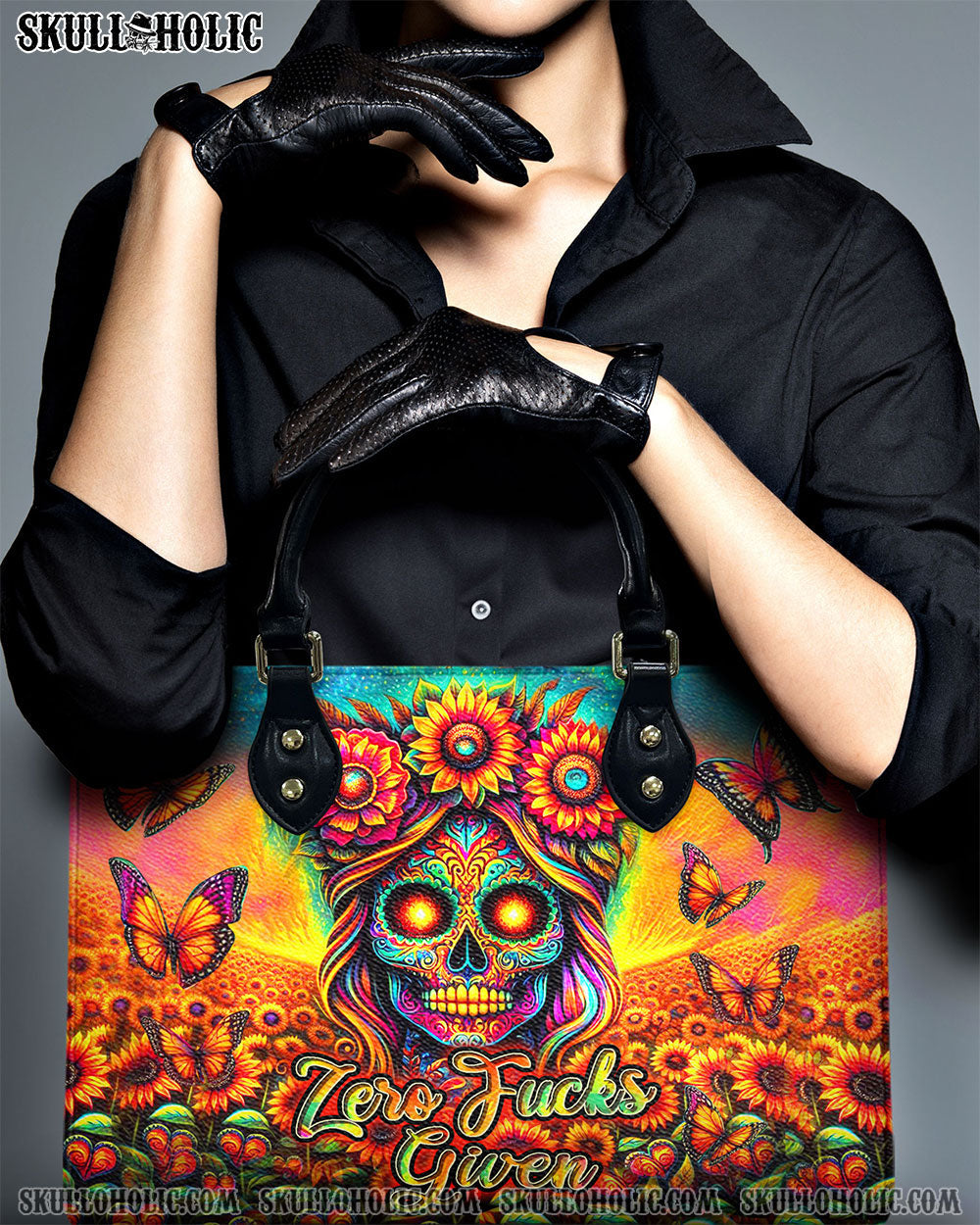 BLISSCORNERS ZERO F GIVEN SKULL SUNFLOWER LEATHER HANDBAG