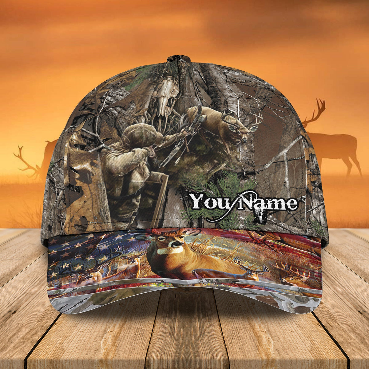 Blisscorners Deer Bow Hunting American Classic Personalized Cap