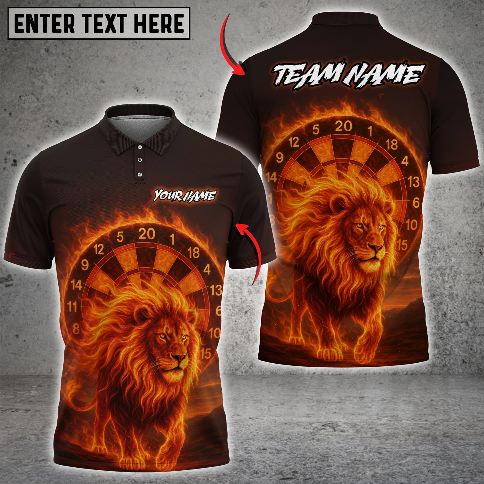 Blisscorners Darts Flaming Lion Multicolor Customized Name, Team Name 3D Shirts