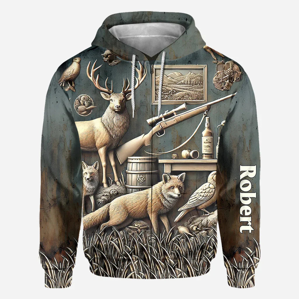 Blisscorners Best Hunter Ever, Personalized Hunting All Over Shirt, Personalized 3D Hoodie For Hunting Lover