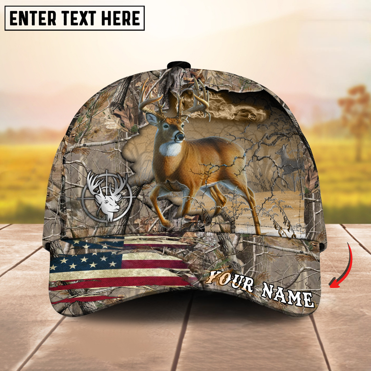 Blisscorners Cross America Hunting Deer Crack Camo Pattern Multicolor Option Personalized Cap