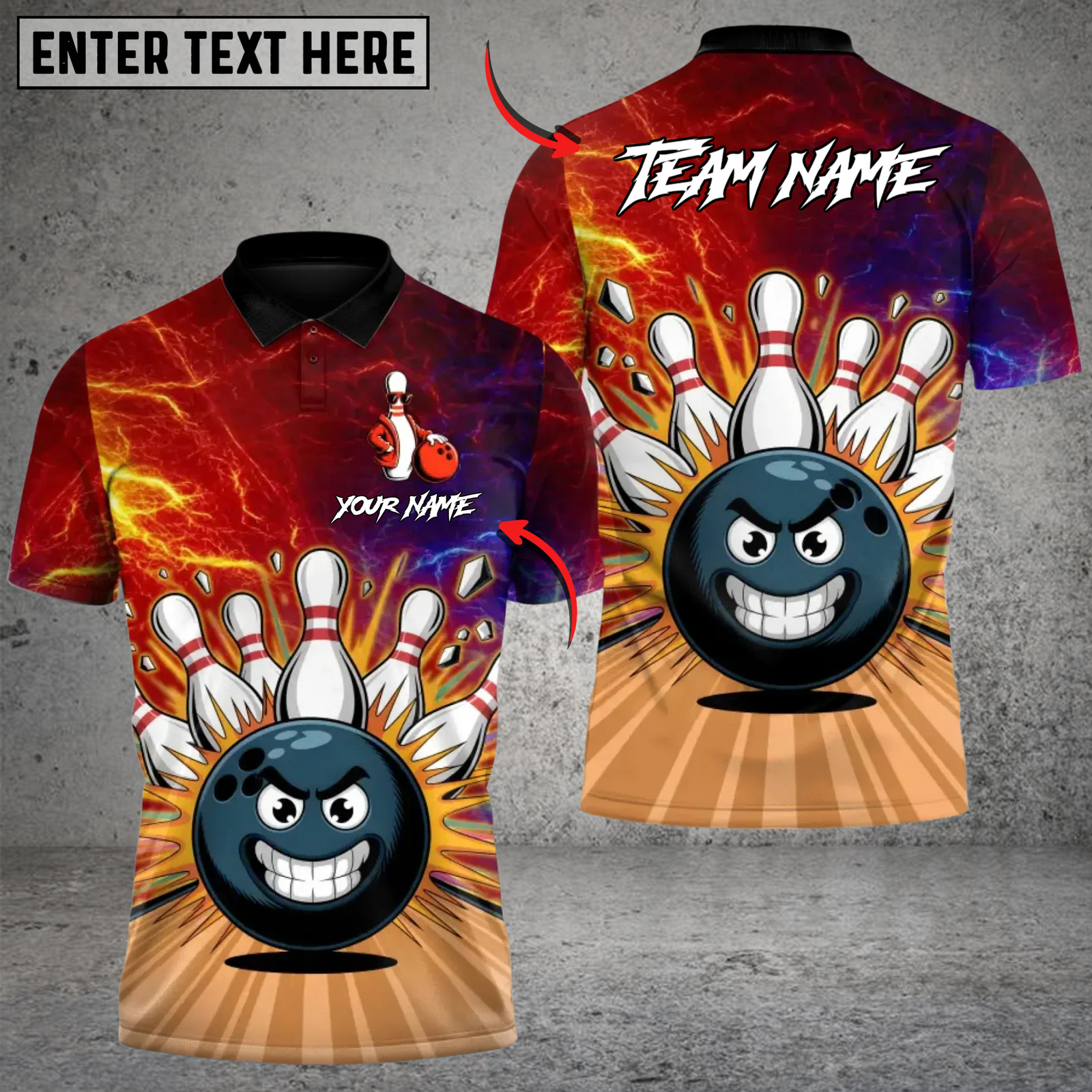 Blisscorners Bowling Raging Rollers Multicolor Customized Name, Team Name 3D Shirts