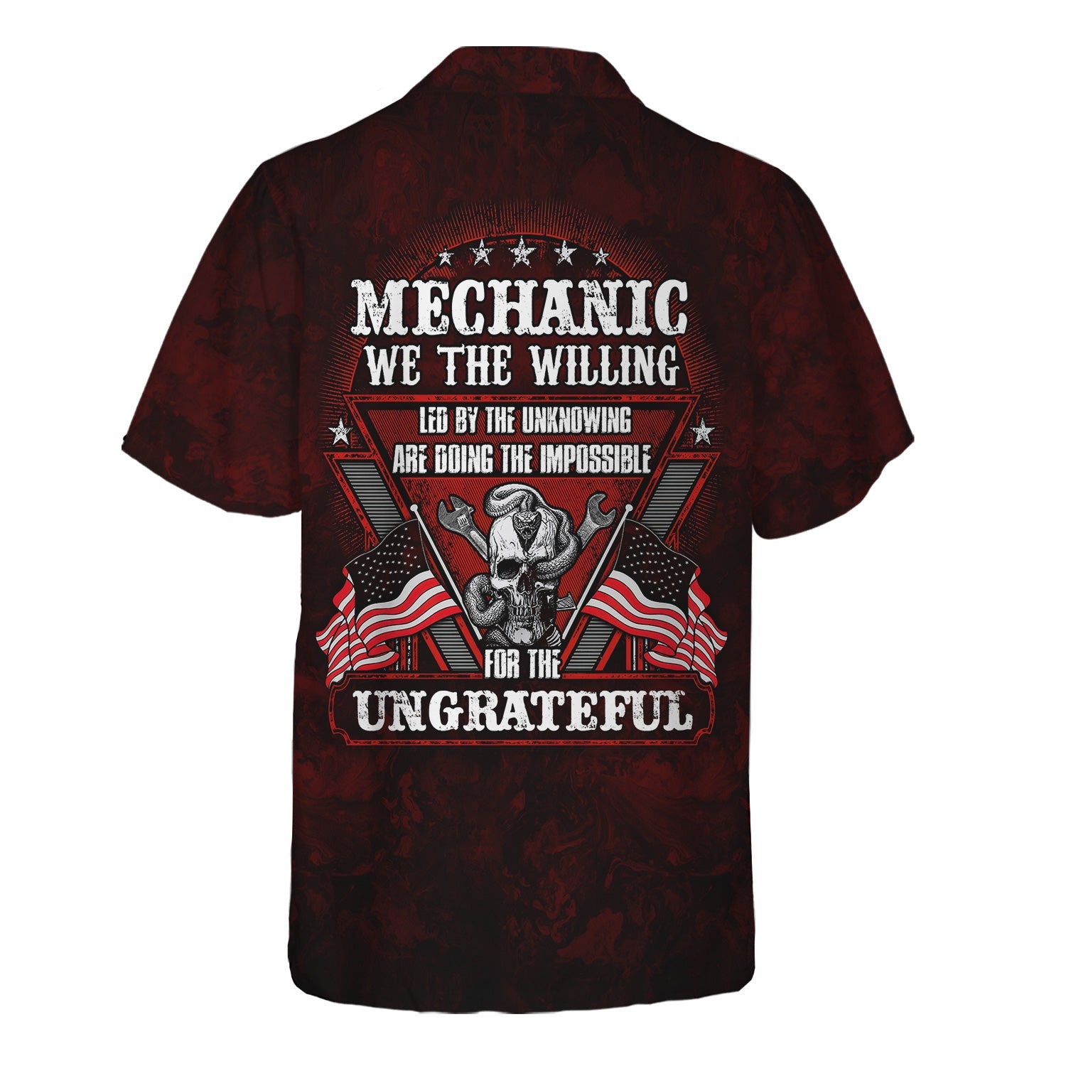 Blisscorners Mechanic Shirt Doing The Impossible For The Ungrateful Skull Wrench Patriotic American Flag Auto Repair Garage Workwear Gift