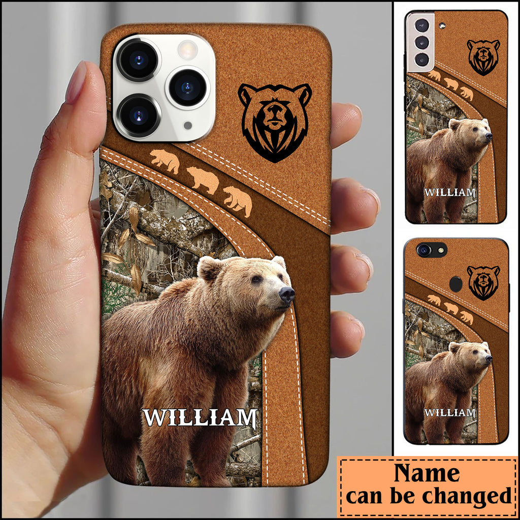 Blisscorners Brown Bear Hunting Personalized Name Phone Case LM1012