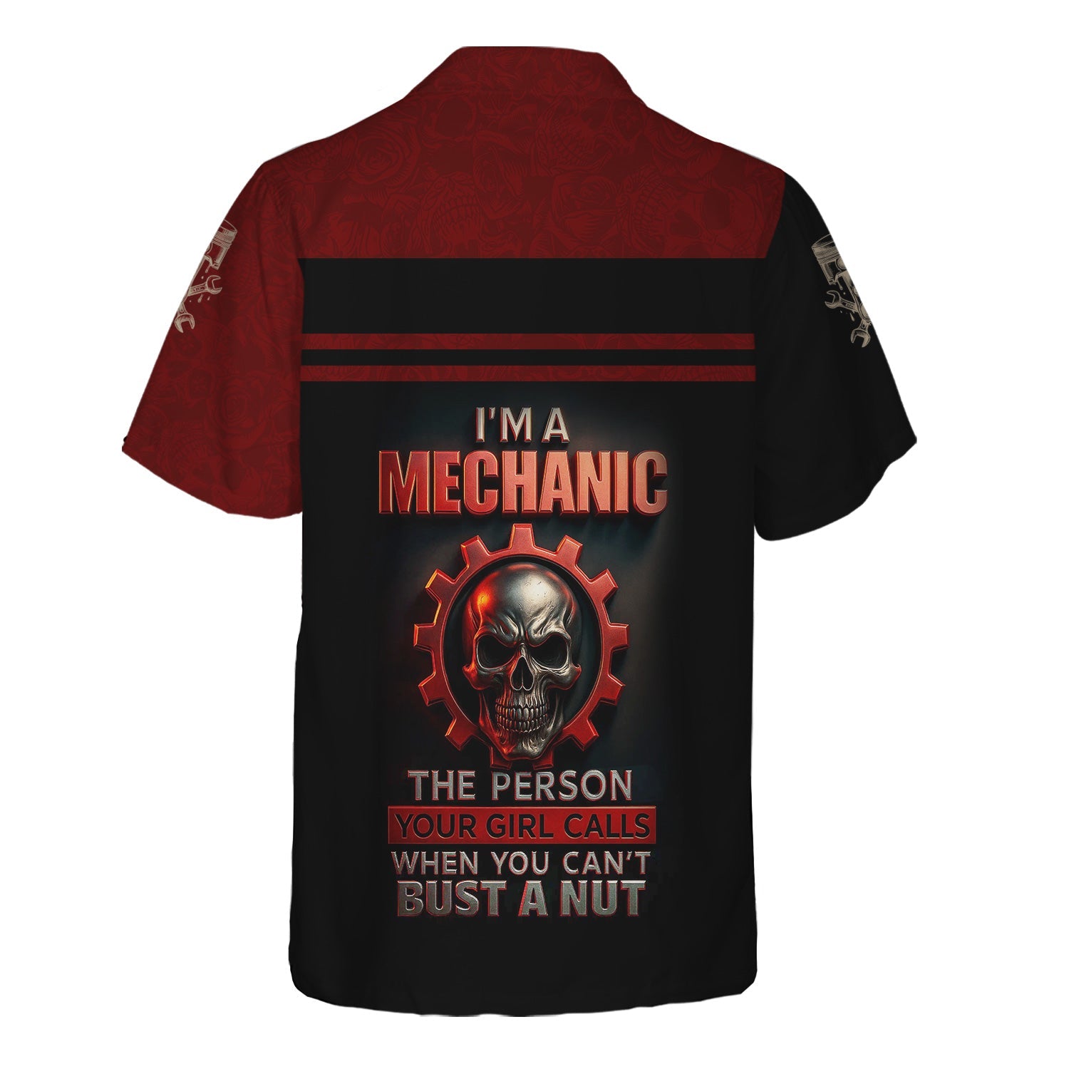 Blisscorners Personalized T-Shirt I'm A Mechanic The Person Your Girl Calls When You Can't Bust A Nut Skull Style Shirt For Mechanics