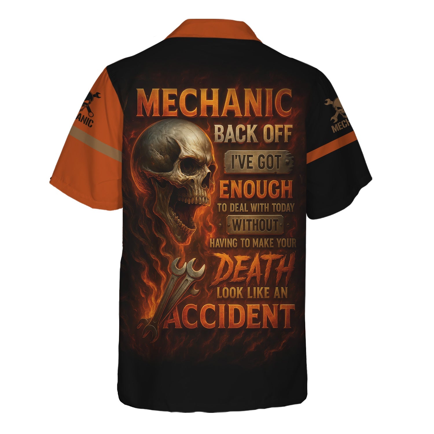 Blisscorners Personalized T-Shirt Back Off I've Got Enough To Deal With Today Grim Reaper Design Shirt For Mechanics