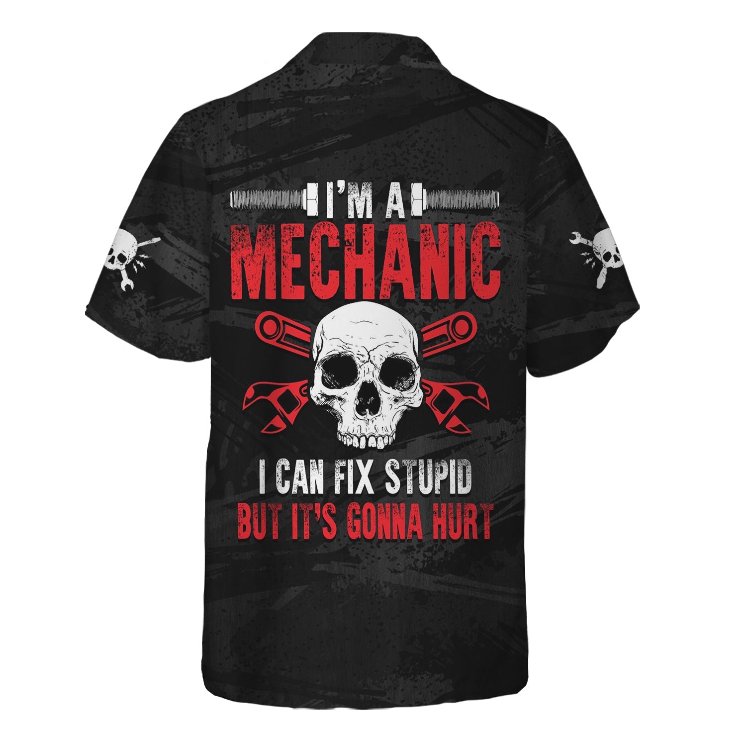Blisscorners Custom Name Funny Mechanic Skull T Shirt I'm A Mechanic I Can Fix Stupid Shirt