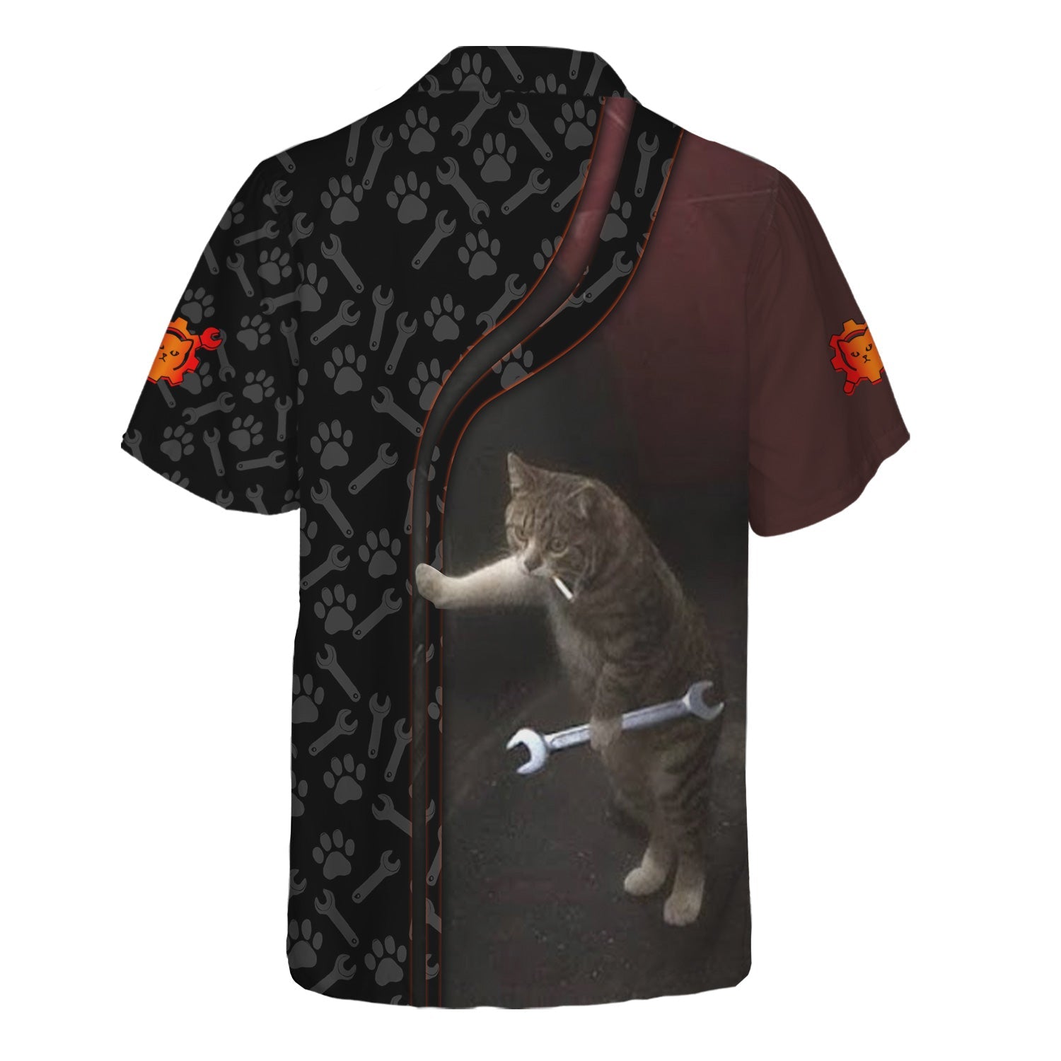 Blisscorners Custom Name Funny Cat Mechanic Shirt With Cat Paw And Wrench Hoodie Jacket For Mechanic