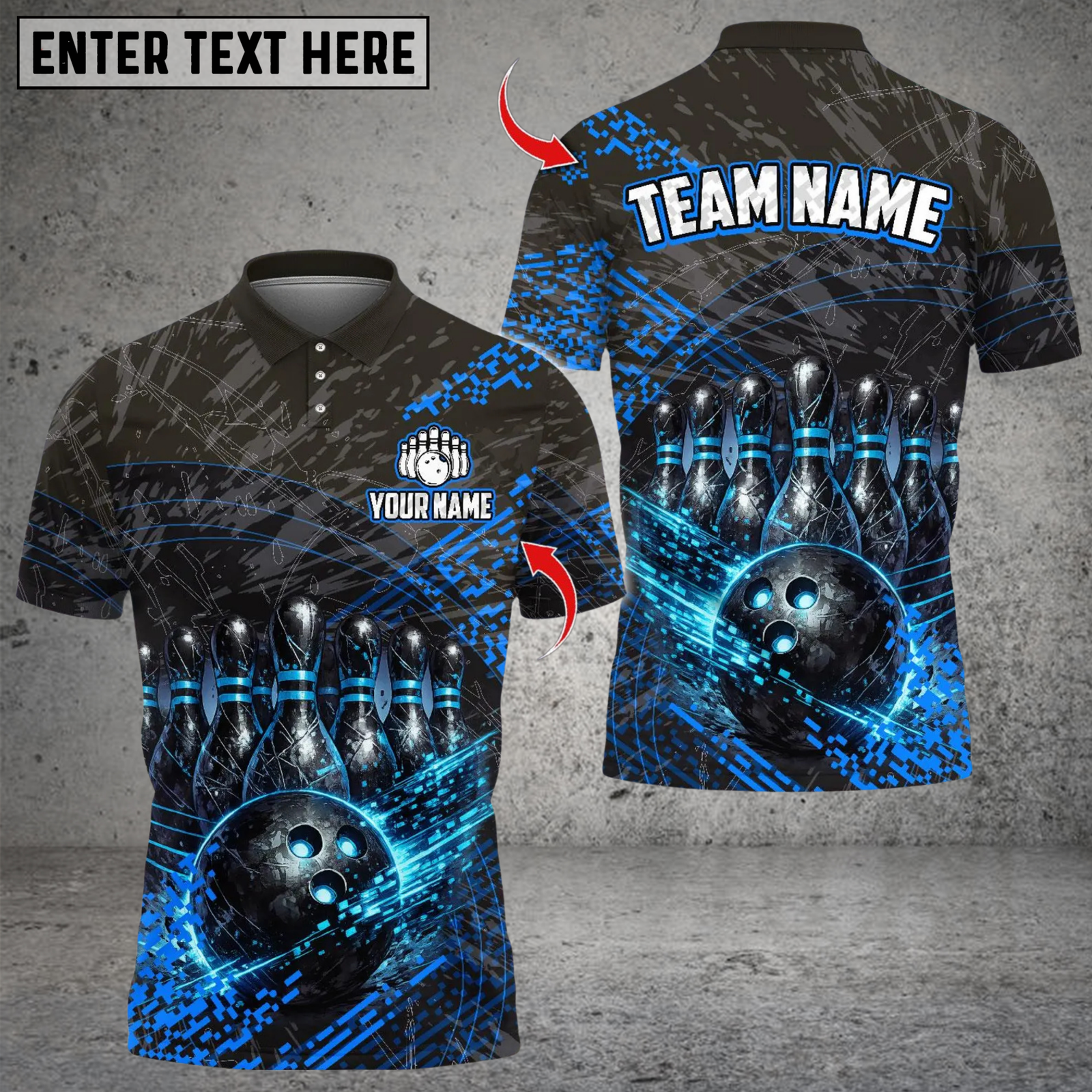 Blisscorners Metal Bowling Design Multicolor Customized Name, Team Name 3D Shirts