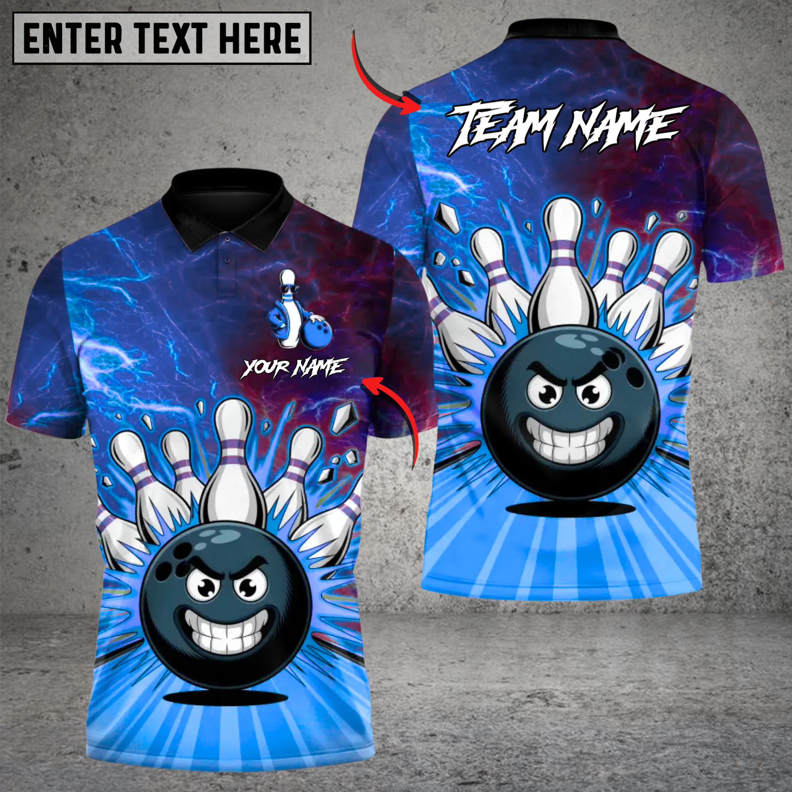 Blisscorners Bowling Raging Rollers Multicolor Customized Name, Team Name 3D Shirts