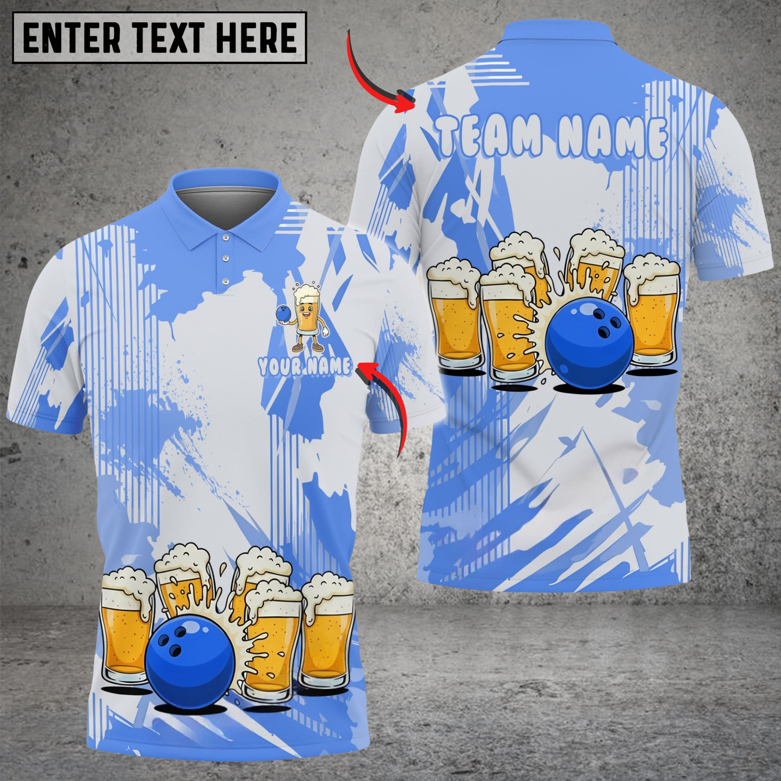 Blisscorners Bowling & Pins Funny Beer Lover Customized Name, Team Name 3D Shirt (4 Colors)