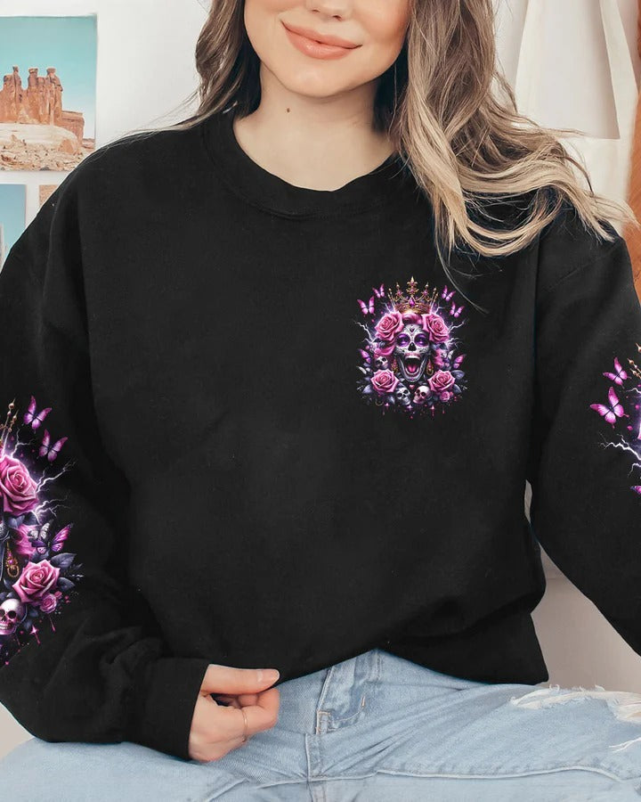 BLISSCORNERS QUEEN SKULL ROSE COUPLE ALL OVER PRINT