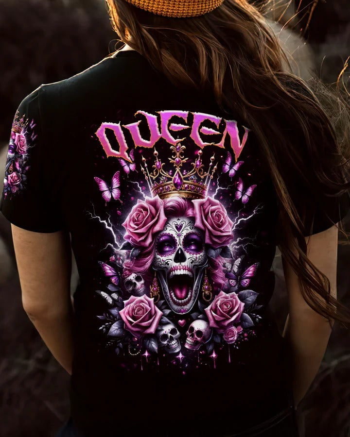 BLISSCORNERS QUEEN SKULL ROSE COUPLE ALL OVER PRINT